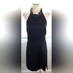 Grace MMXIII Black Halter Faux Leather Neck Tie Dress NWT